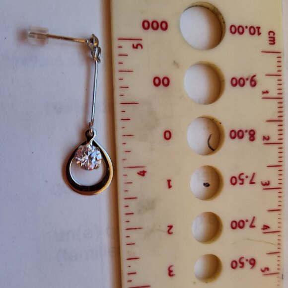 925 SILVER 3 PAIRS DELICATE DANGLE EAR RINGS WITH CZ STONES. - Picture 16 of 16